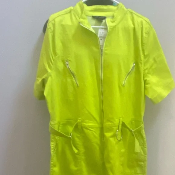 NWT- ASHLEY STEWART PLUS SIZE(18W) LIME GREEN UTILITY JUMPSUIT. - Picture 4 of 7
